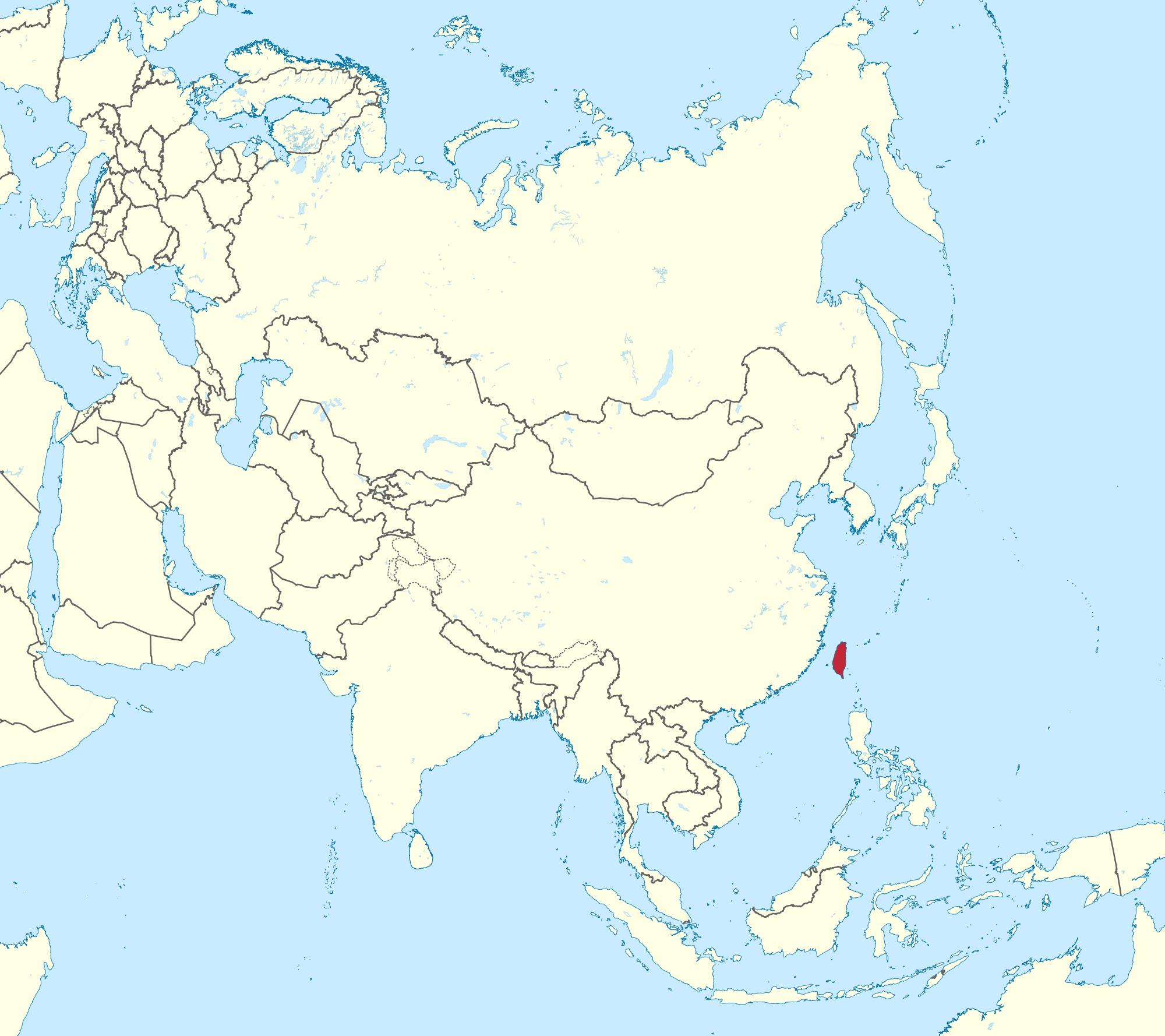 Taiwan kartta-aasia - - Taiwanin kartta aasiassa (Itä-Aasia - Aasia)