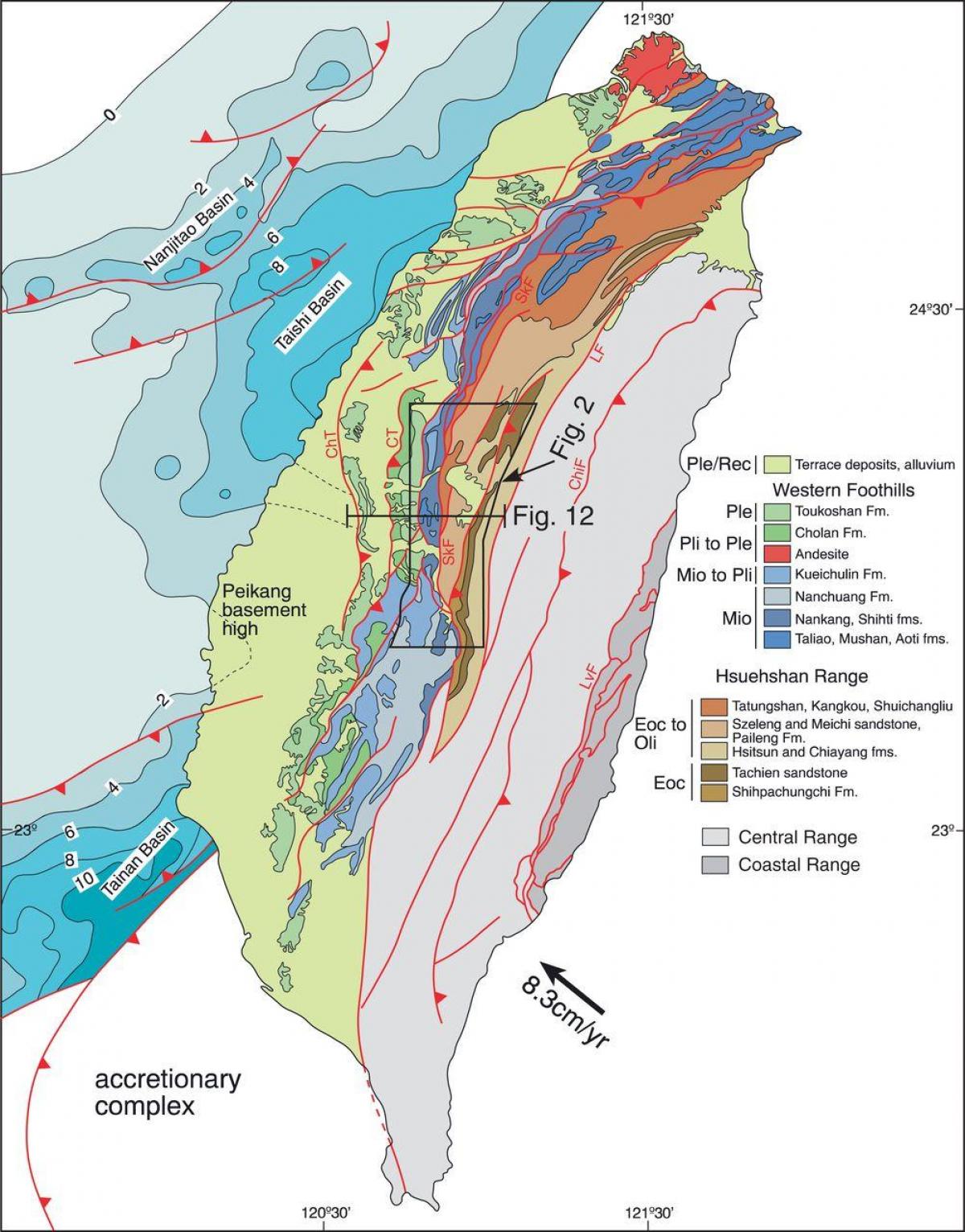 Kartta geologinen Taiwan