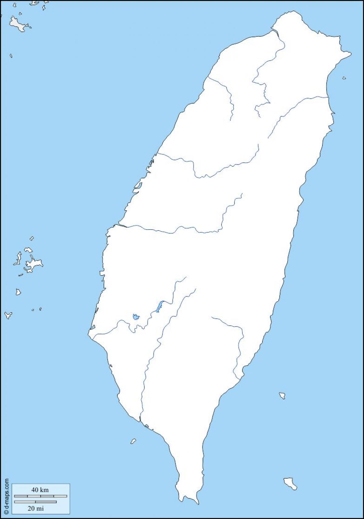 Taiwan kartta ääriviivat - Kartta Taiwan ääriviivat (Itä-Aasia - Aasia)