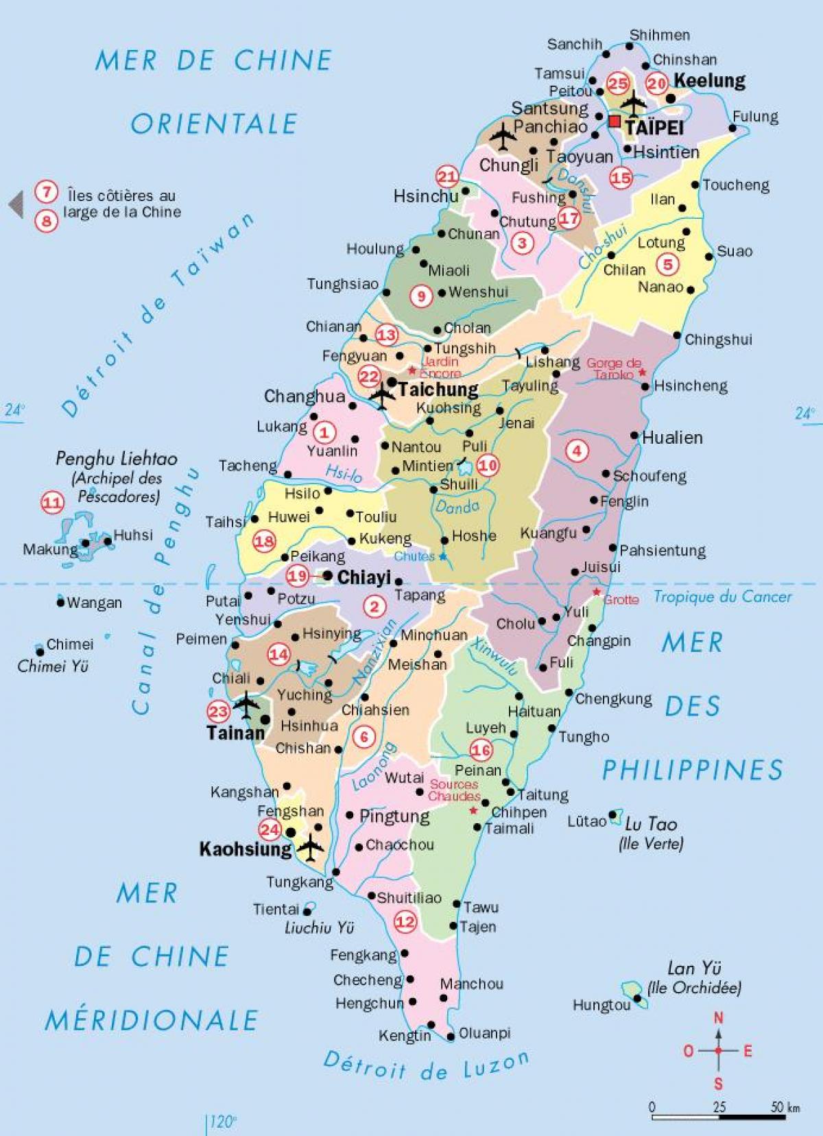 kartta Taiwan kaupungeissa