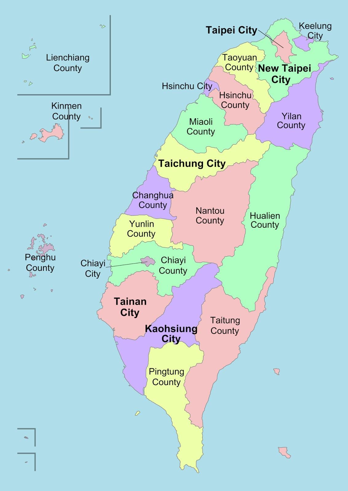 Kartta Taiwan maakunta 