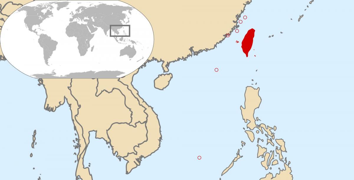 maailman kartta osoittaa Taiwan