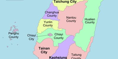 Kartta Taiwanin alueella 