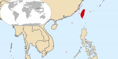 Maailman kartta osoittaa Taiwan